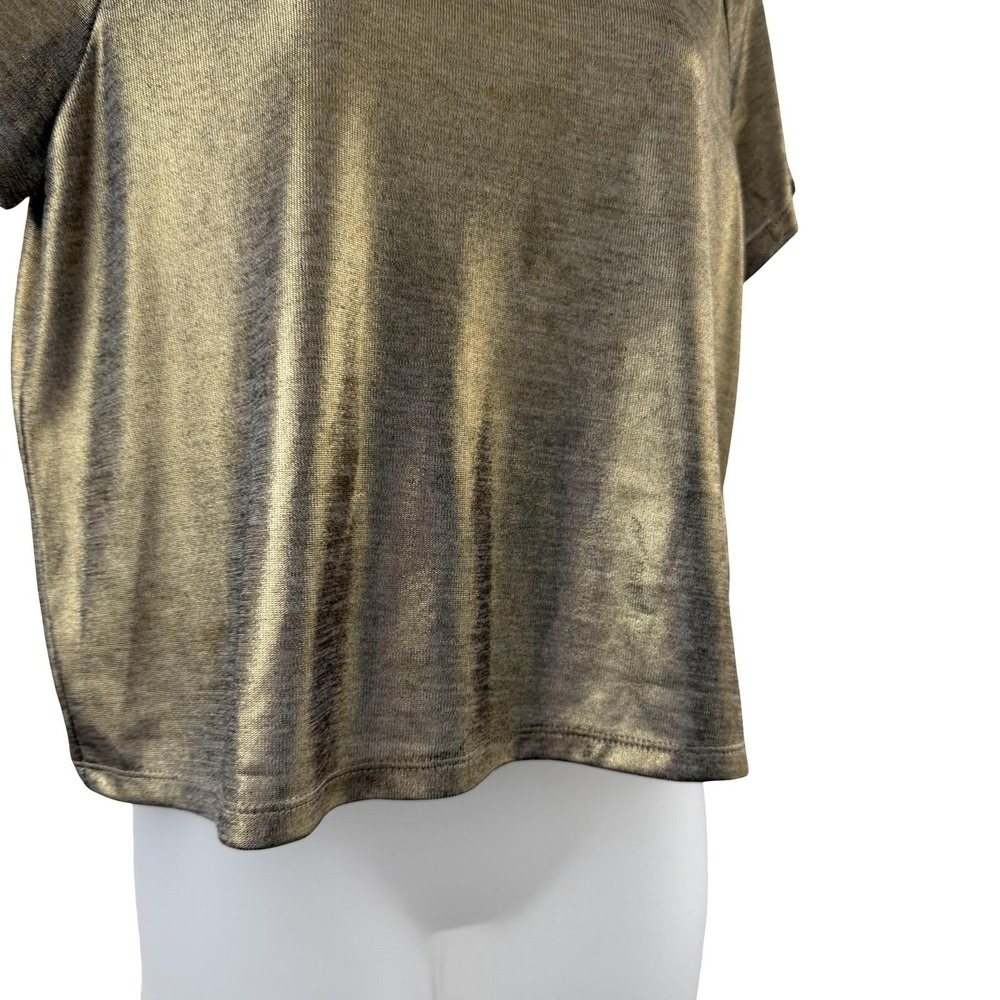 Porridge Shine Glam Tee Shirt Womens Medium Gold Metallic Anthropologie Y2K - Picture 10 of 16